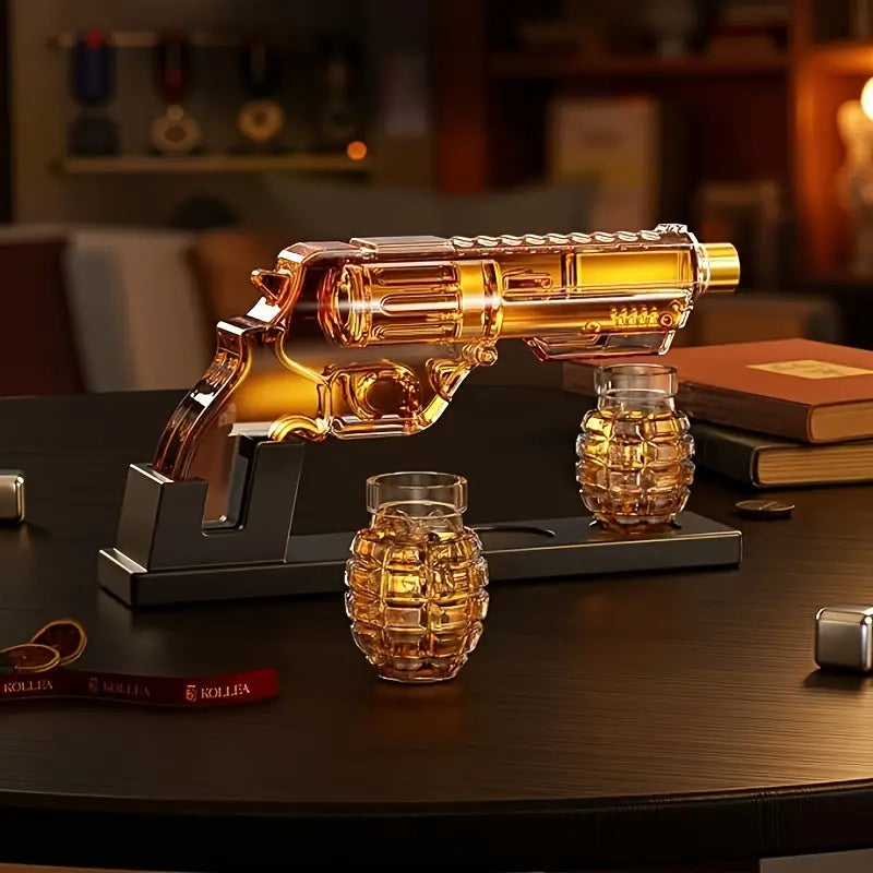 Magnum Revolver Whiskey Decanter Set