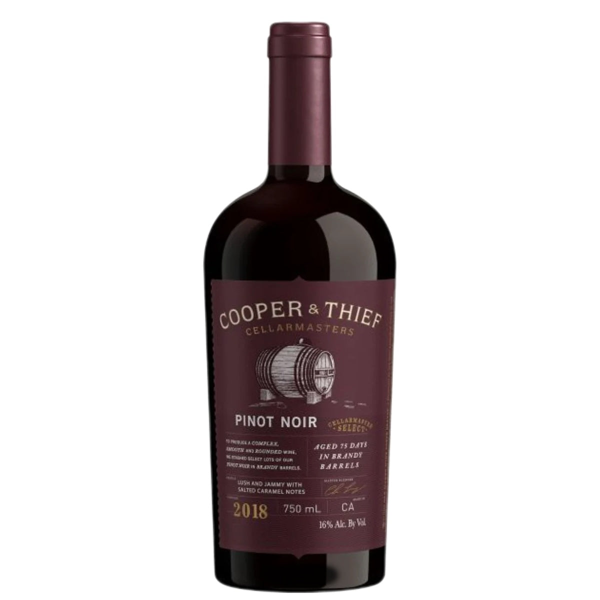 Cooper & Thief Pinot Noir Aged 75 Days In Brandy Barrels California