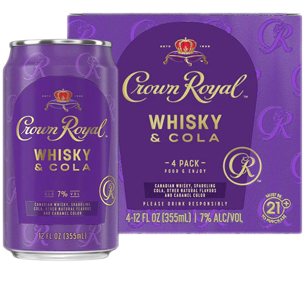 Crown Royal Whiskey & Cola Canned Cocktail 4pk - Whisky and Whiskey