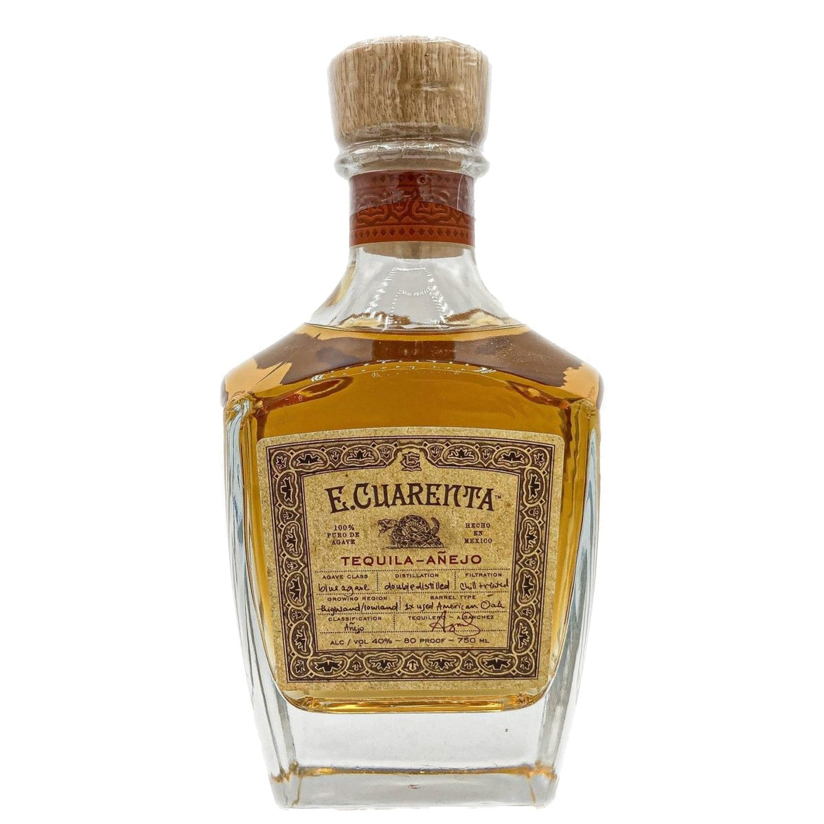 E. Cuarenta Tequila Añejo - Whisky and Whiskey