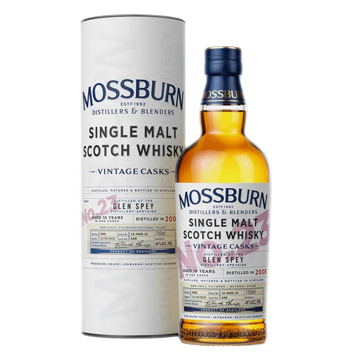 Mossburn Single Malt Scotch Glen Spey Distillery Vintage Casks No. 23 10 Yr - Whisky and Whiskey